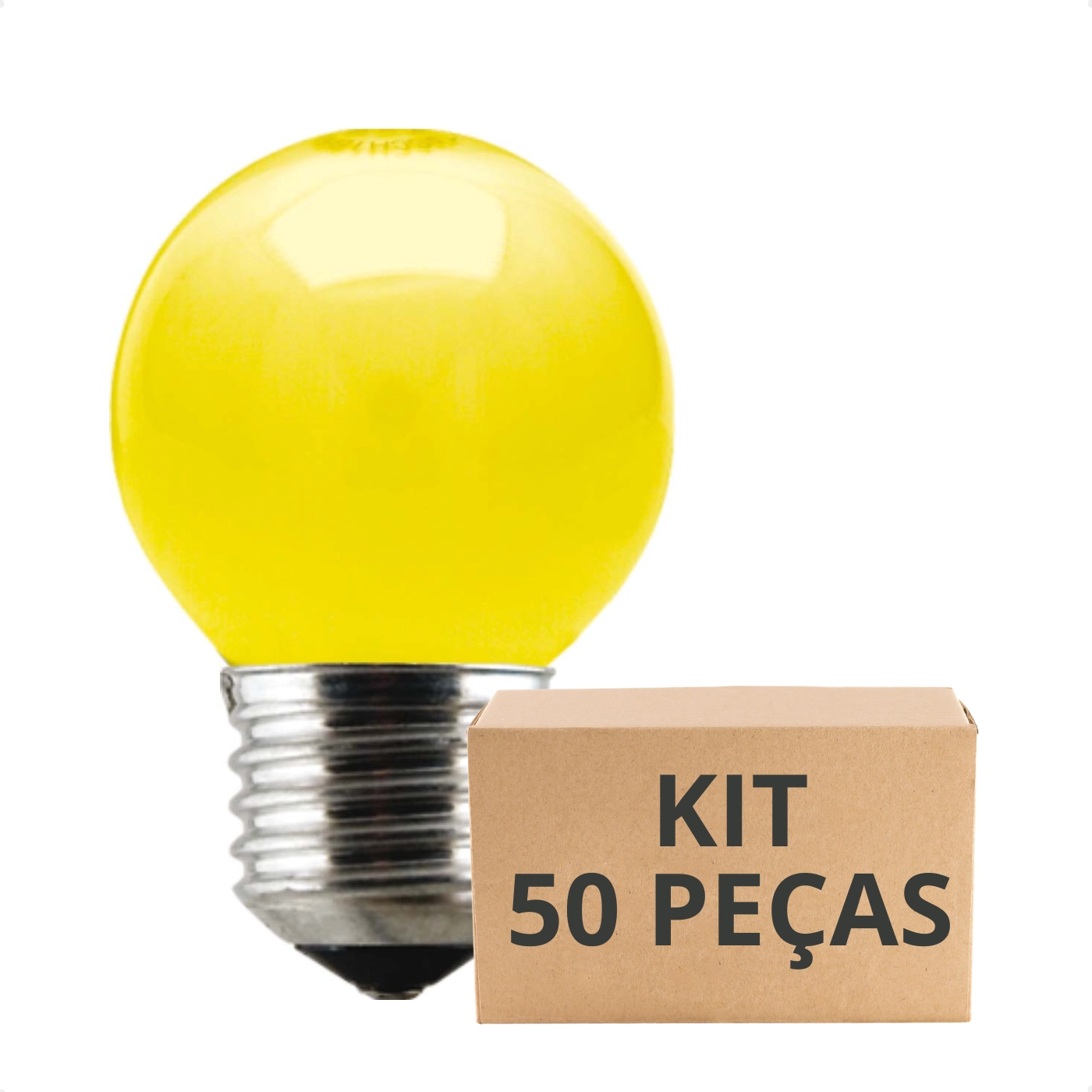Kit 50 Lâmpadas Incandescente Bolinha Colorida 15w E27 Taschibra Amarelo 110v