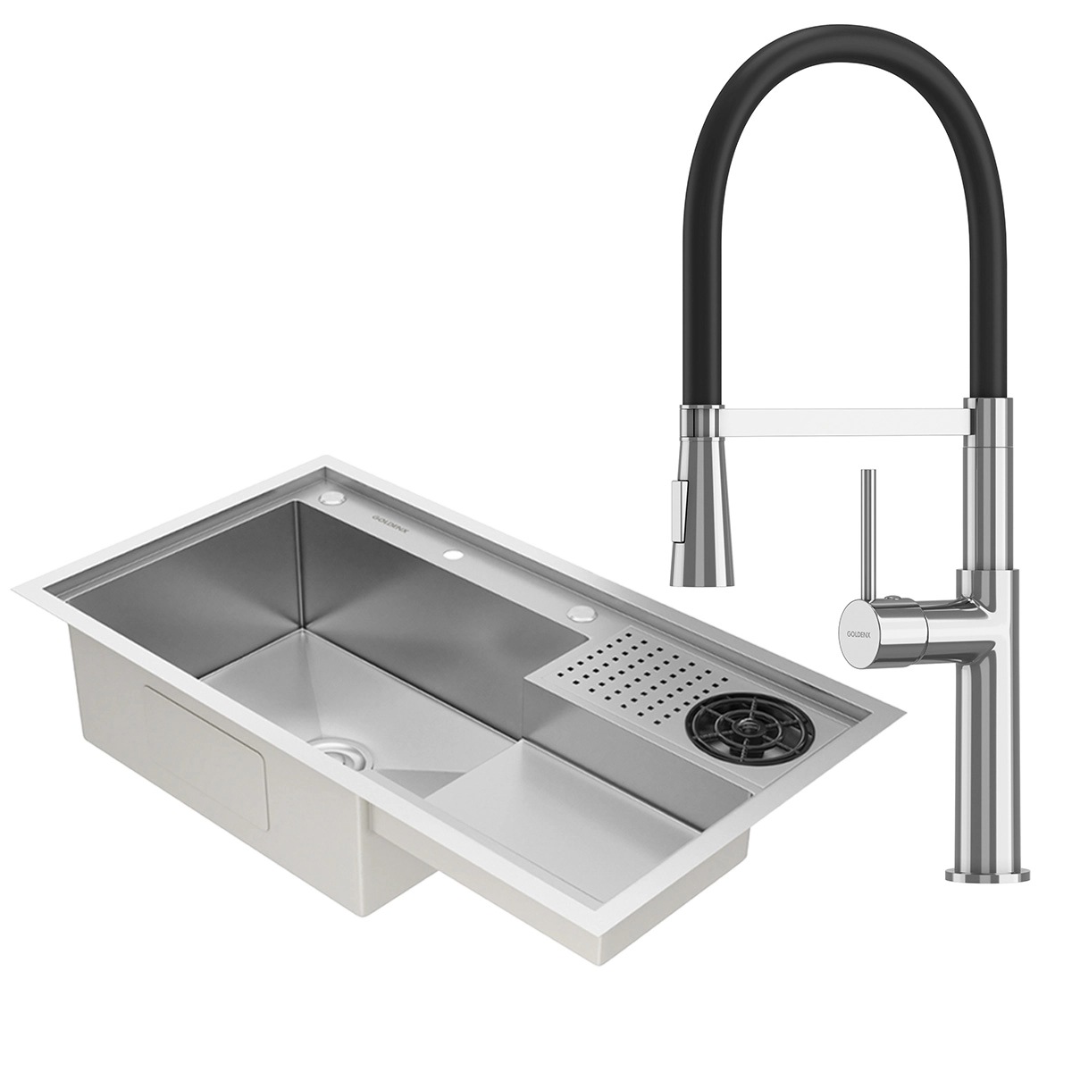 Kit Cuba Gourmet Veneza Aço Inox 304 E Torneira Gourmet Bélgica Monocomando Goldenx