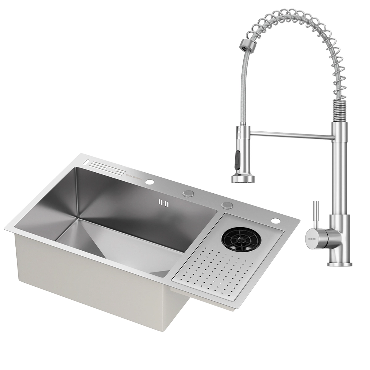 Kit Cuba Gourmet Zurique Aço Inox 304 E Torneira Gourmet Milão Monocomando Goldenx