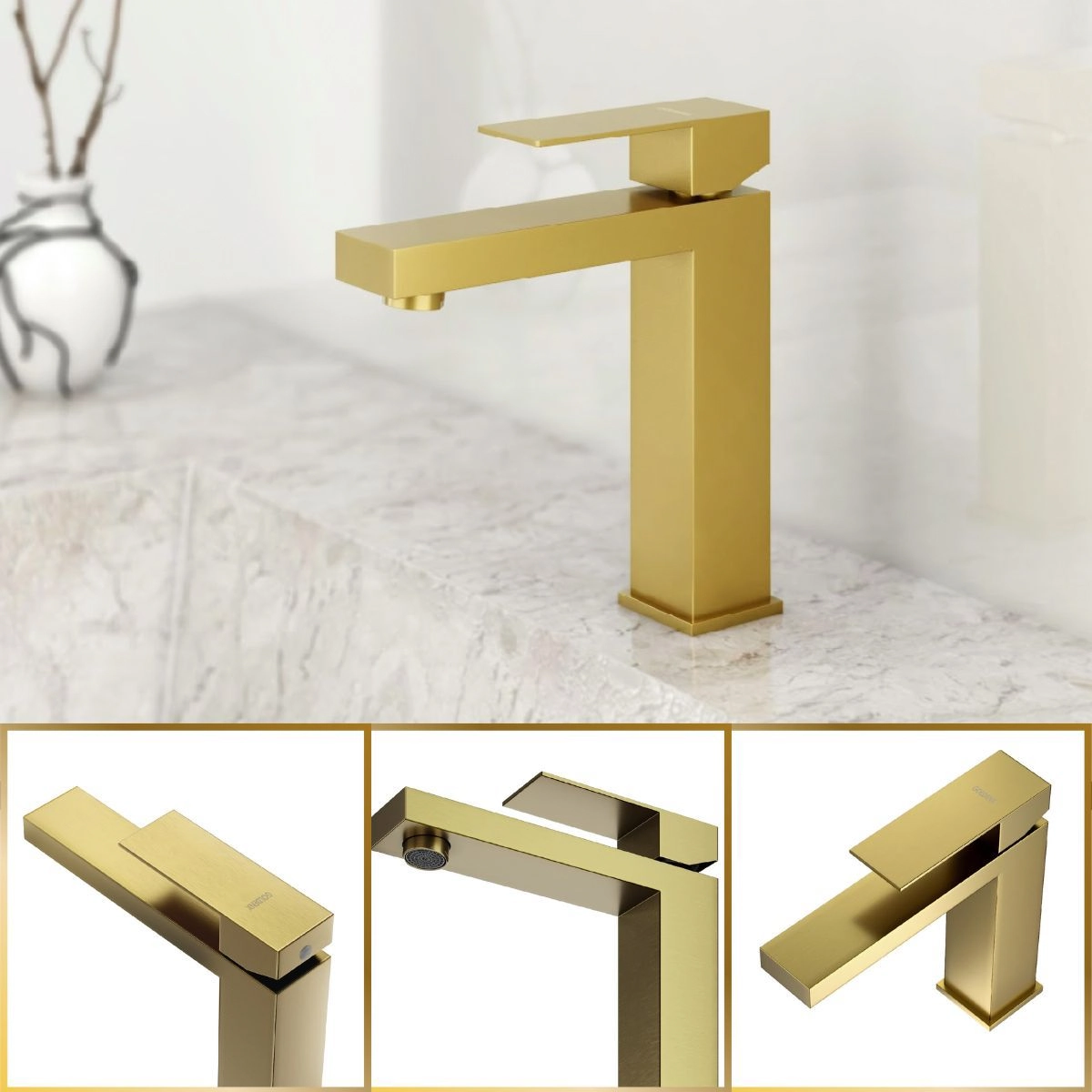 Torneira De Banheiro Lavabo Luxo Viena Monocomando Aço Inox 304 Goldenx