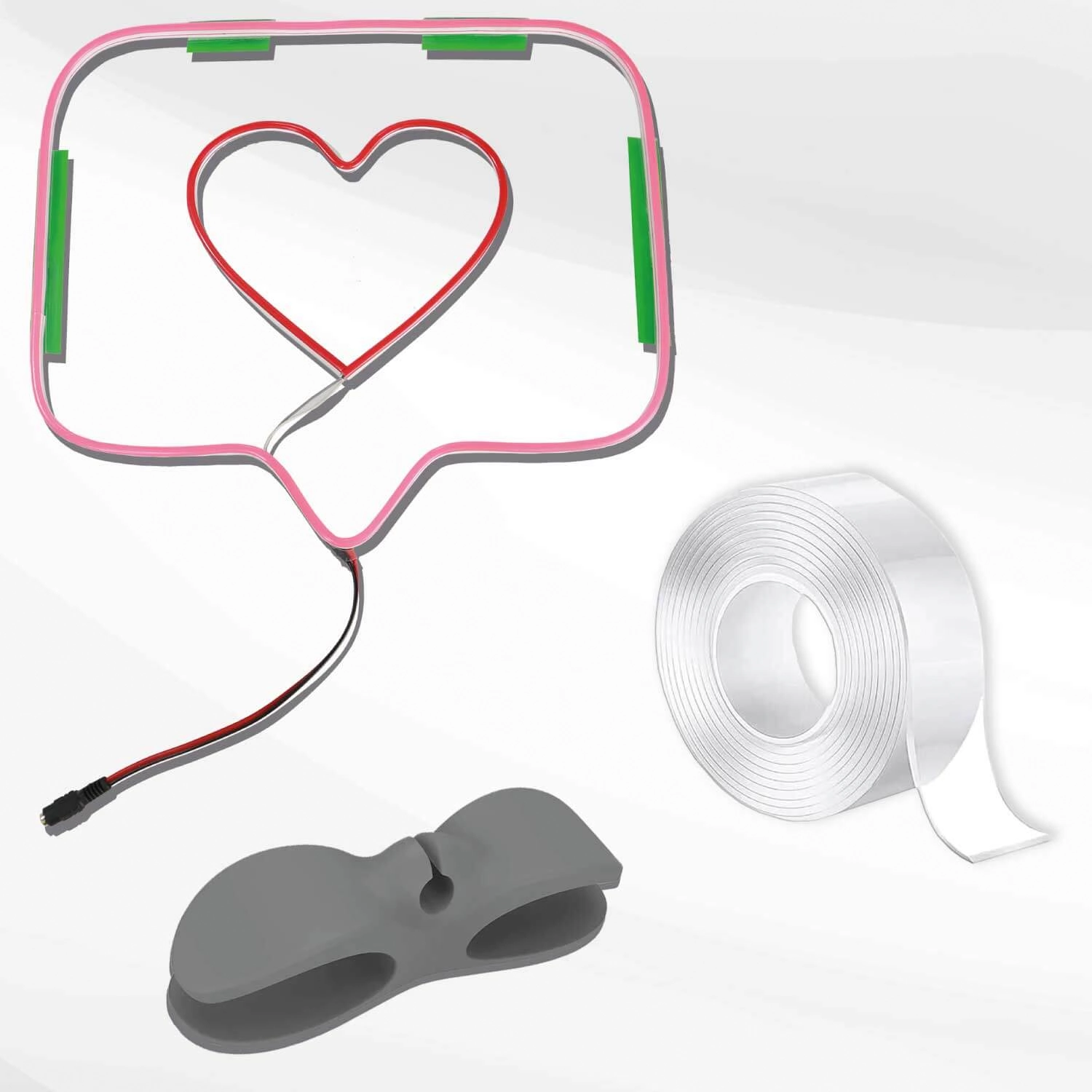Kit Fita Nano Gel + 5 Organizador Fio + Painel Neon Led Like