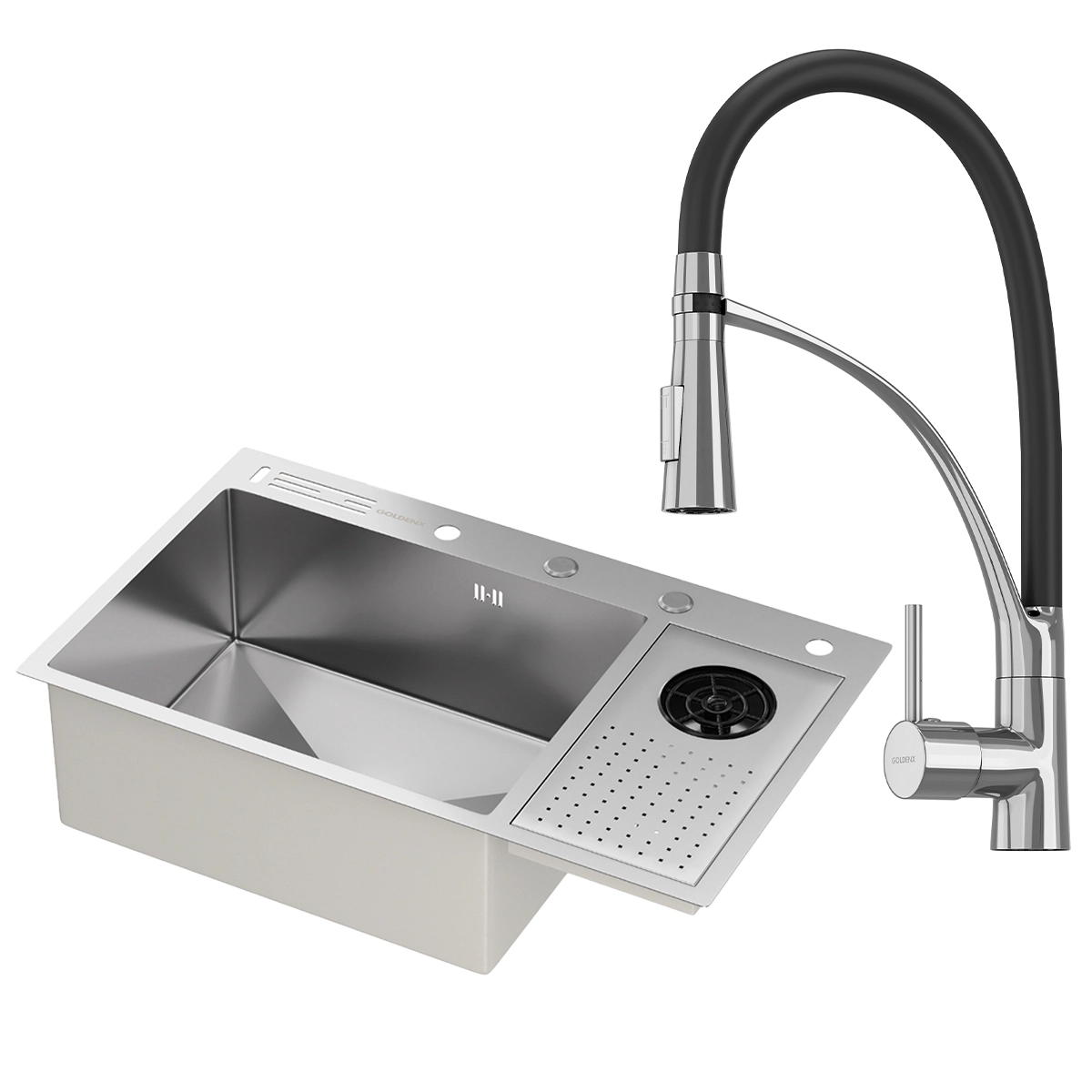 Kit Cuba Gourmet Zurique Aço Inox 304 E Torneira Gourmet Florença Monocomando Goldenx
