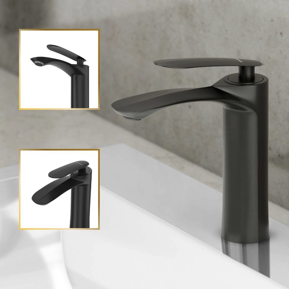 Torneira De Banheiro Lavabo Grécia Monocomando 100% Metal Premium Quente E Fria Preto Goldenx