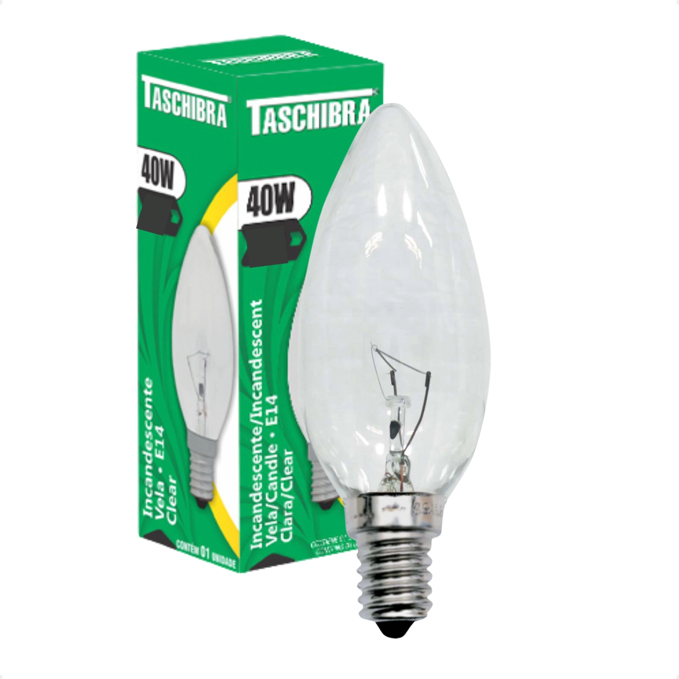Kit 10 Lâmpadas Incandescente Taschibra Vela 40w E14 Clara 110v