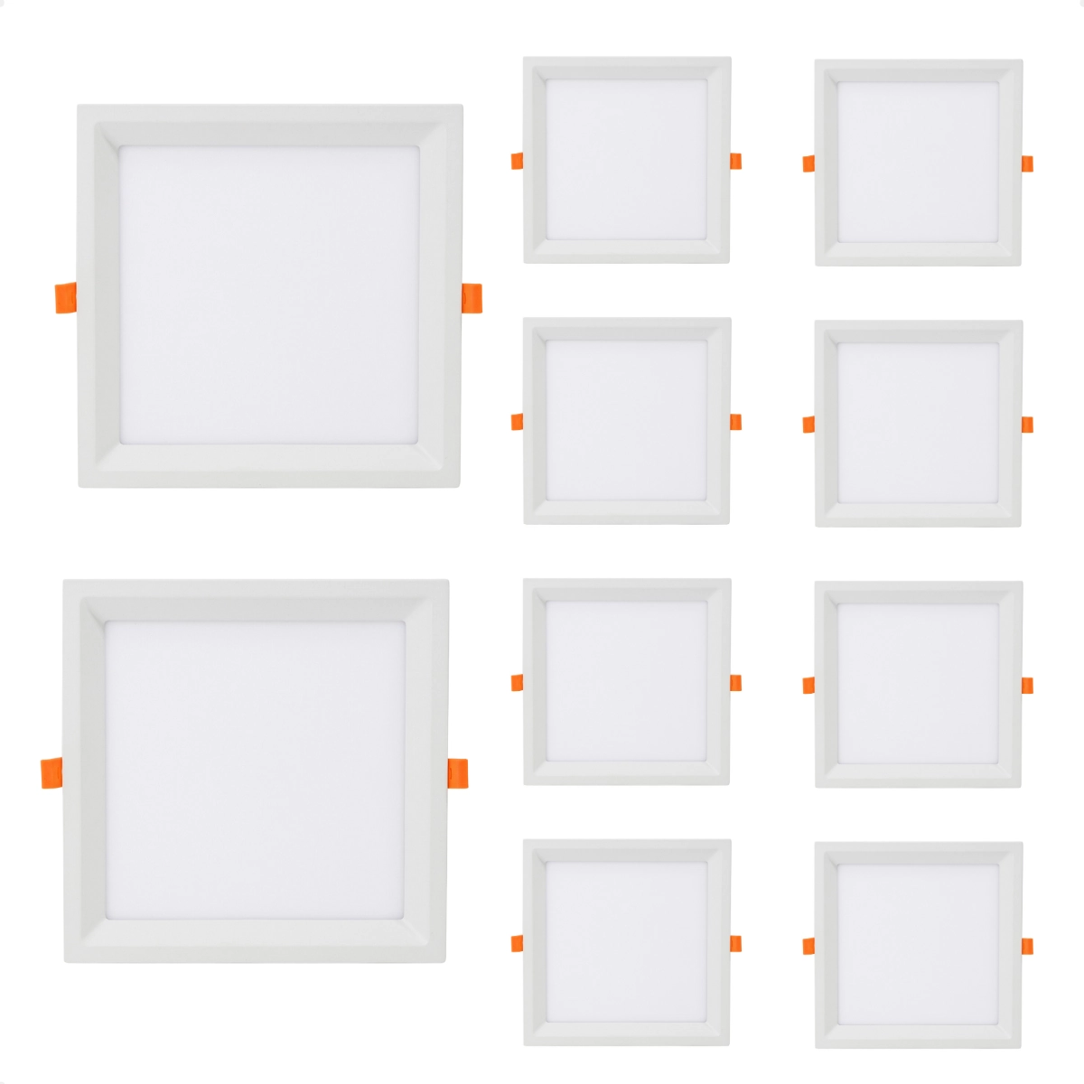 Kit 10 Painel De Led Quadrado Embutir Recuado 6w Bivolt Taschibra 3000k Quente
