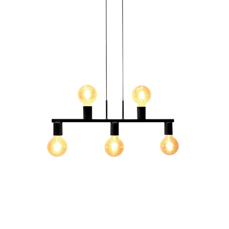 Pendente New Bar Preto 66cm Para 5 Lâmadas E27 Bivolt