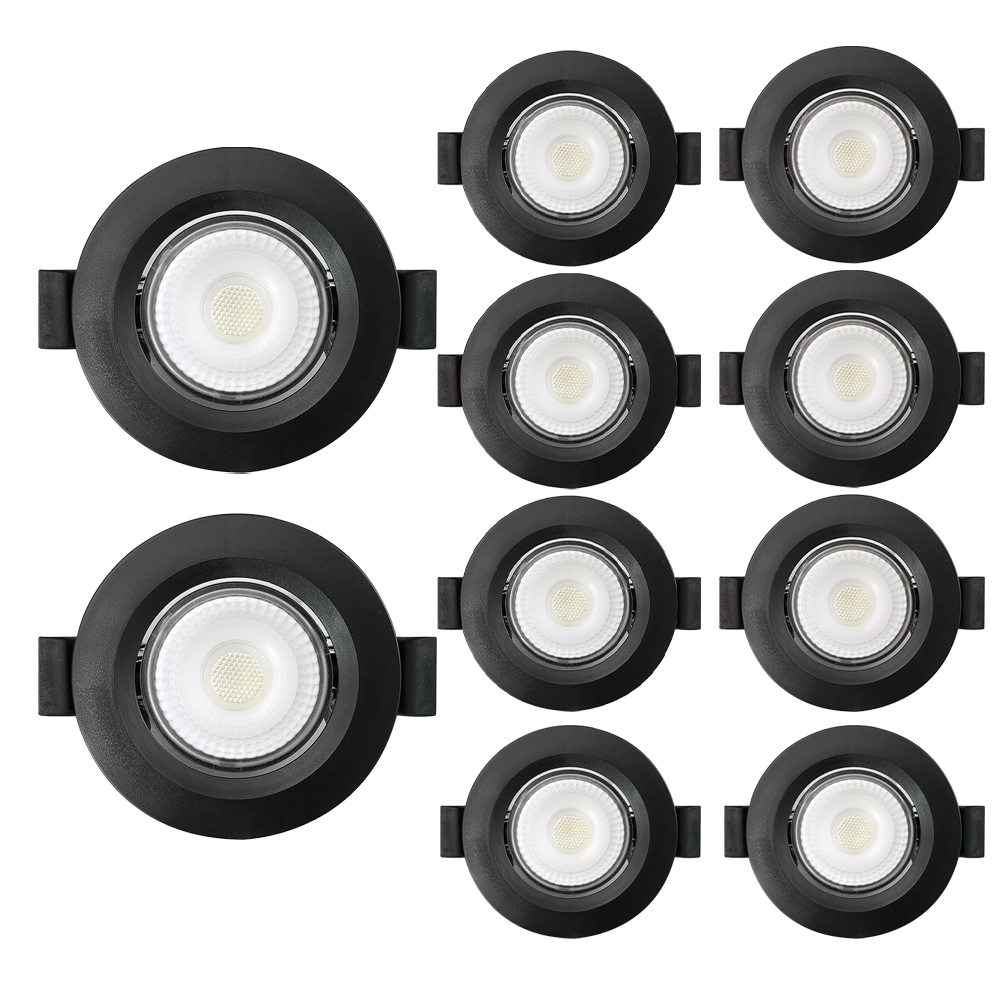 Kit 10 Spot De Led Embutir Slim Mr11 Redondo 3w Preto Bivolt 6500k Frio