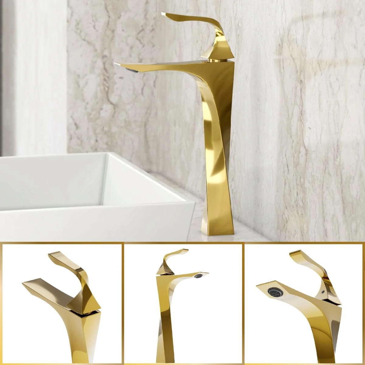Torneira Banheiro Dourada Paris Monocomando 100% Metal Premium Alta