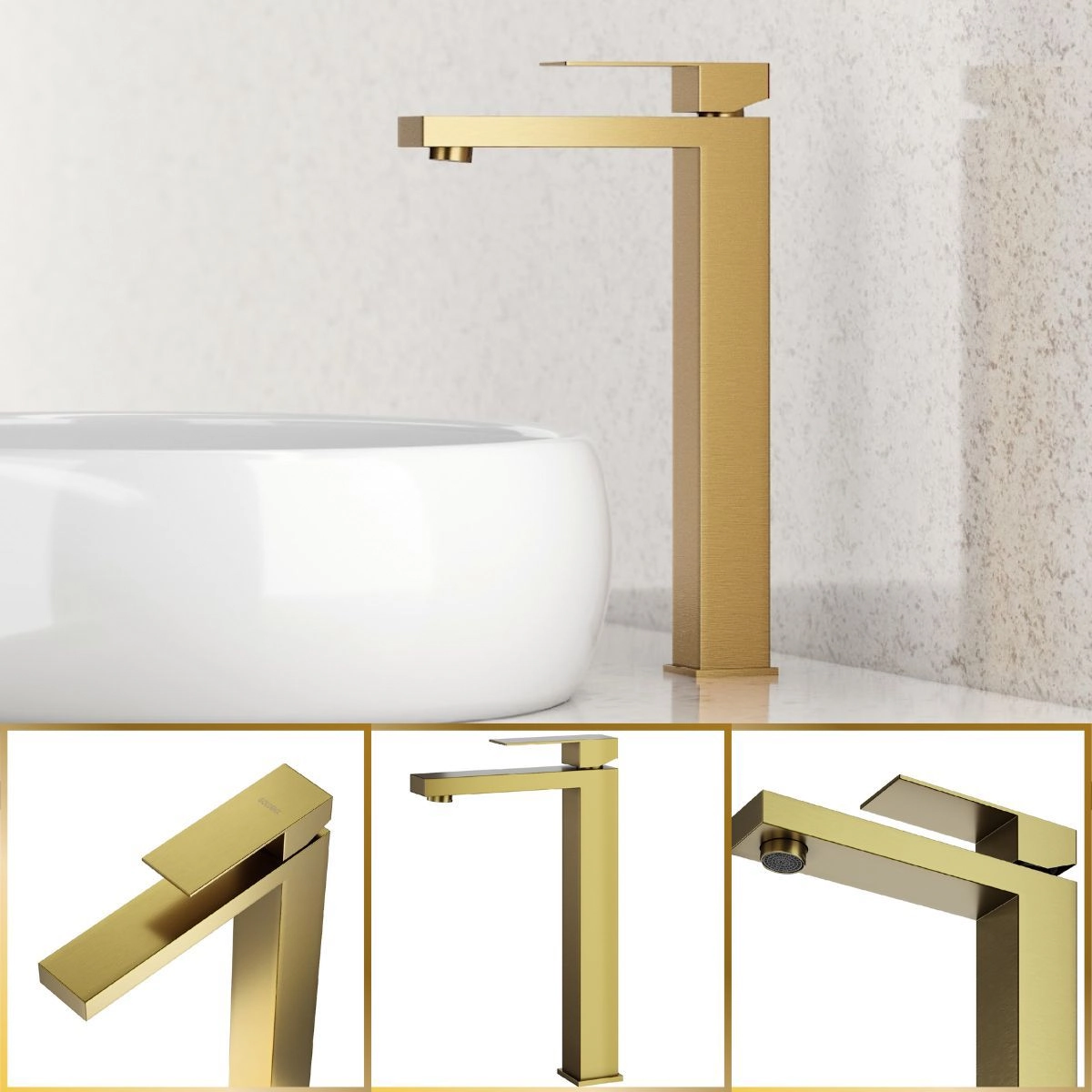 Torneira De Banheiro Lavabo Luxo Viena Monocomando Alta Ouro Escovado Goldenx