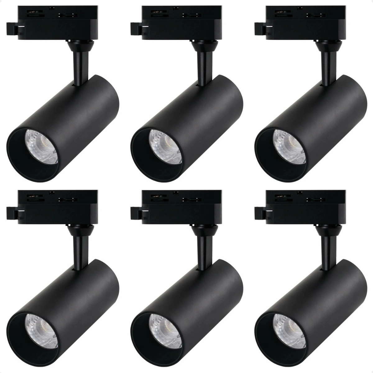 Kit 6 Spot Led Mr16 Para Trilho Eletrificado Preto 110/220v 6500k Frio