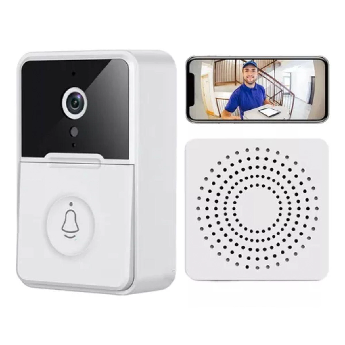 Campainha Com Camera Sem Fio Com Interfone Wifi Inteligente
