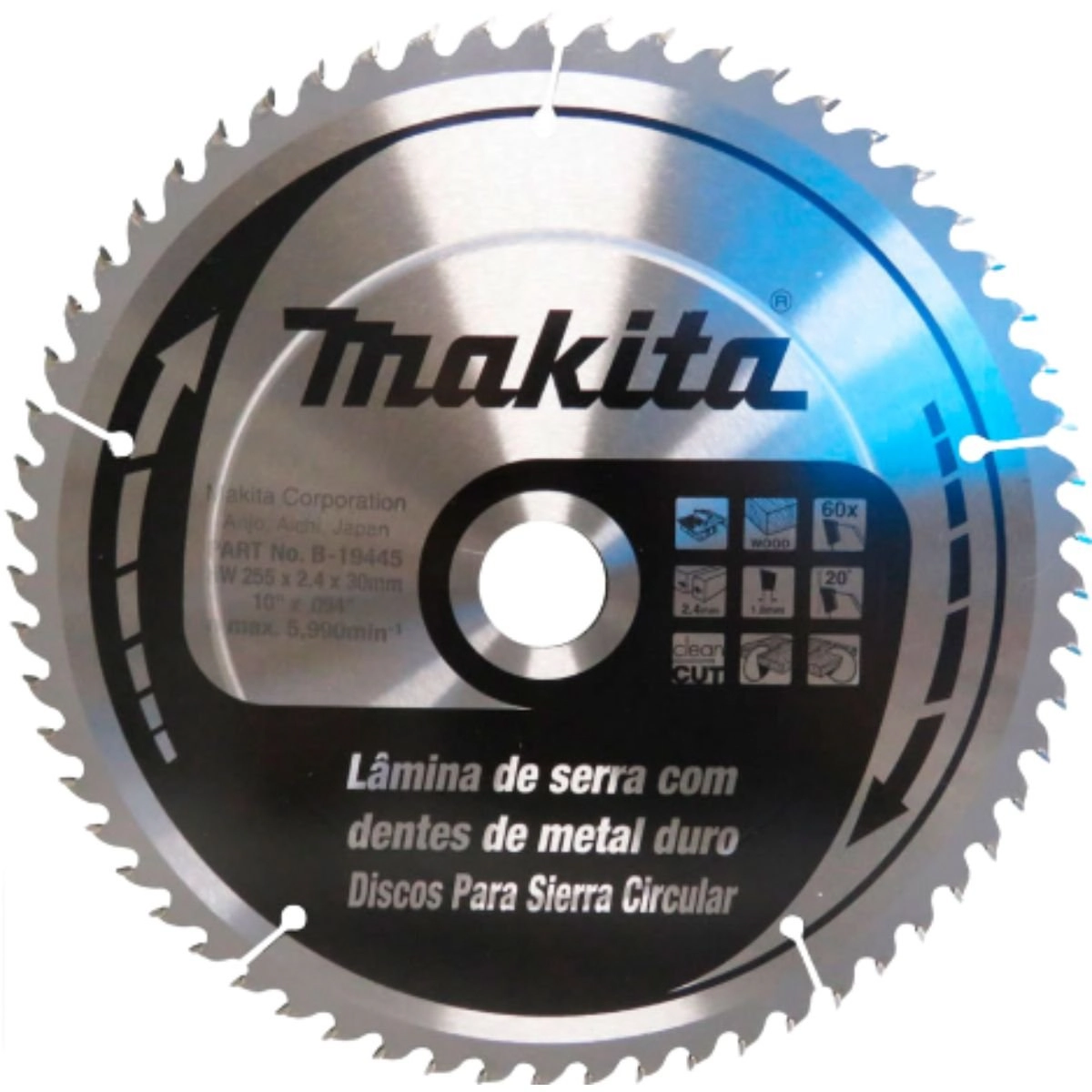 Lâmina Serra Circular Makita B-19445 255mm 60d Madeira – Corte Preciso, Resistente E Profissional