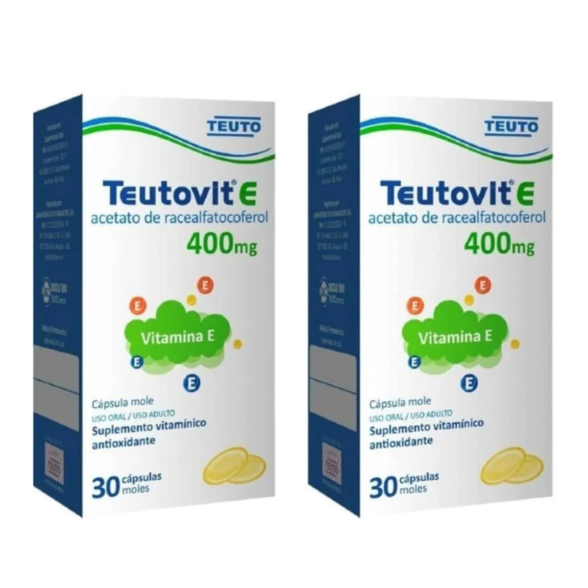 TeutoVit E Vitamina E 400mg cápsulas gelatinosas Kit 2 Caixas - Kit 2 Caixas TeutoVit E Vitamina E 4