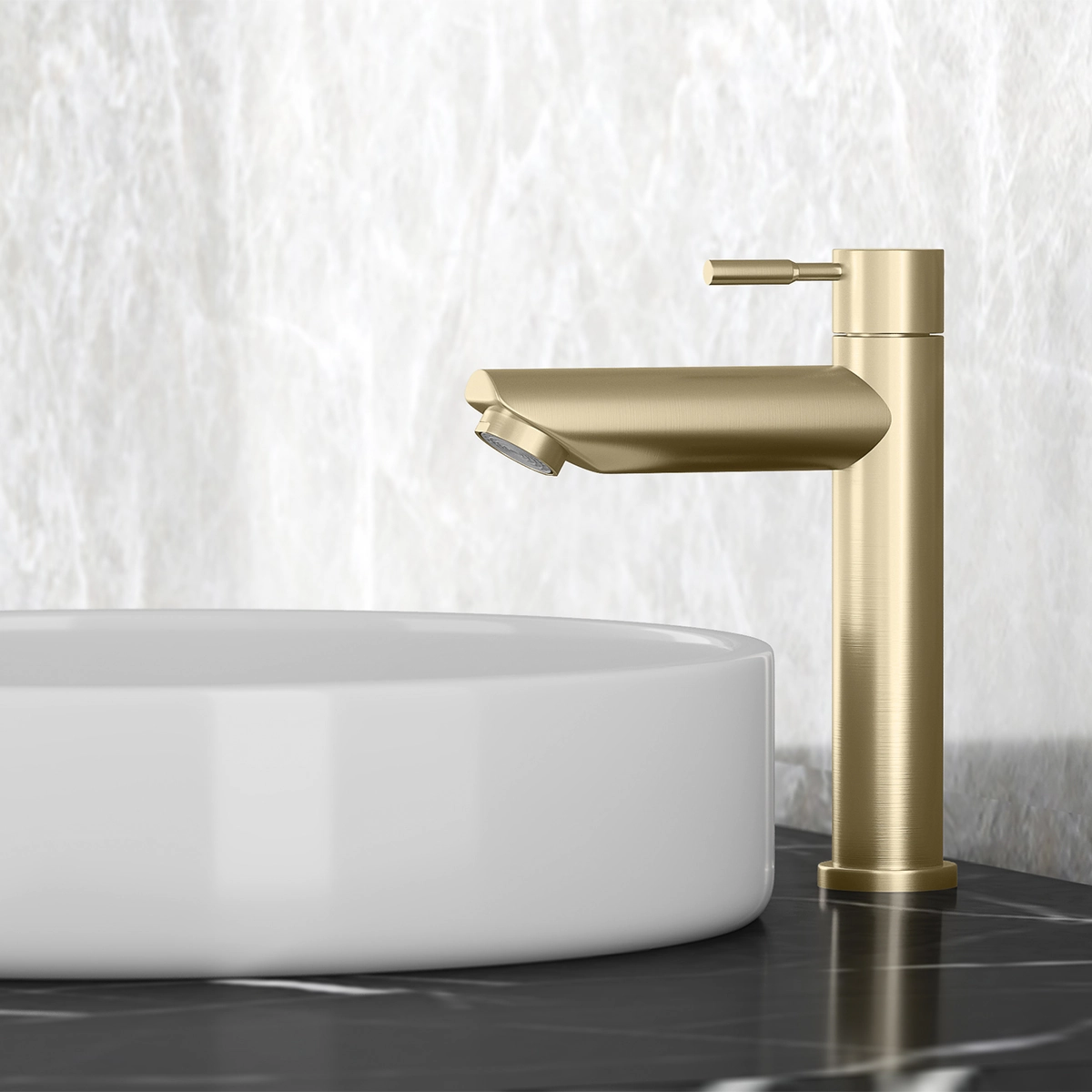 Torneira Banheiro Alta Lavabo Madrid Aço Inox 304 Goldenx Dourado Baixa