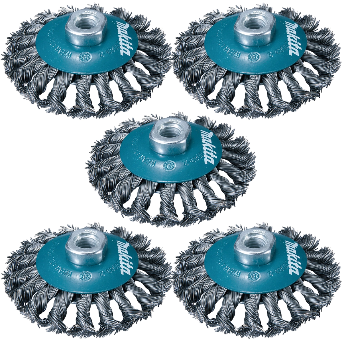 Escova De Aço Tipo Cônica Fio Trançado 100mm M14 Makita D-55407 - 5 Unidades