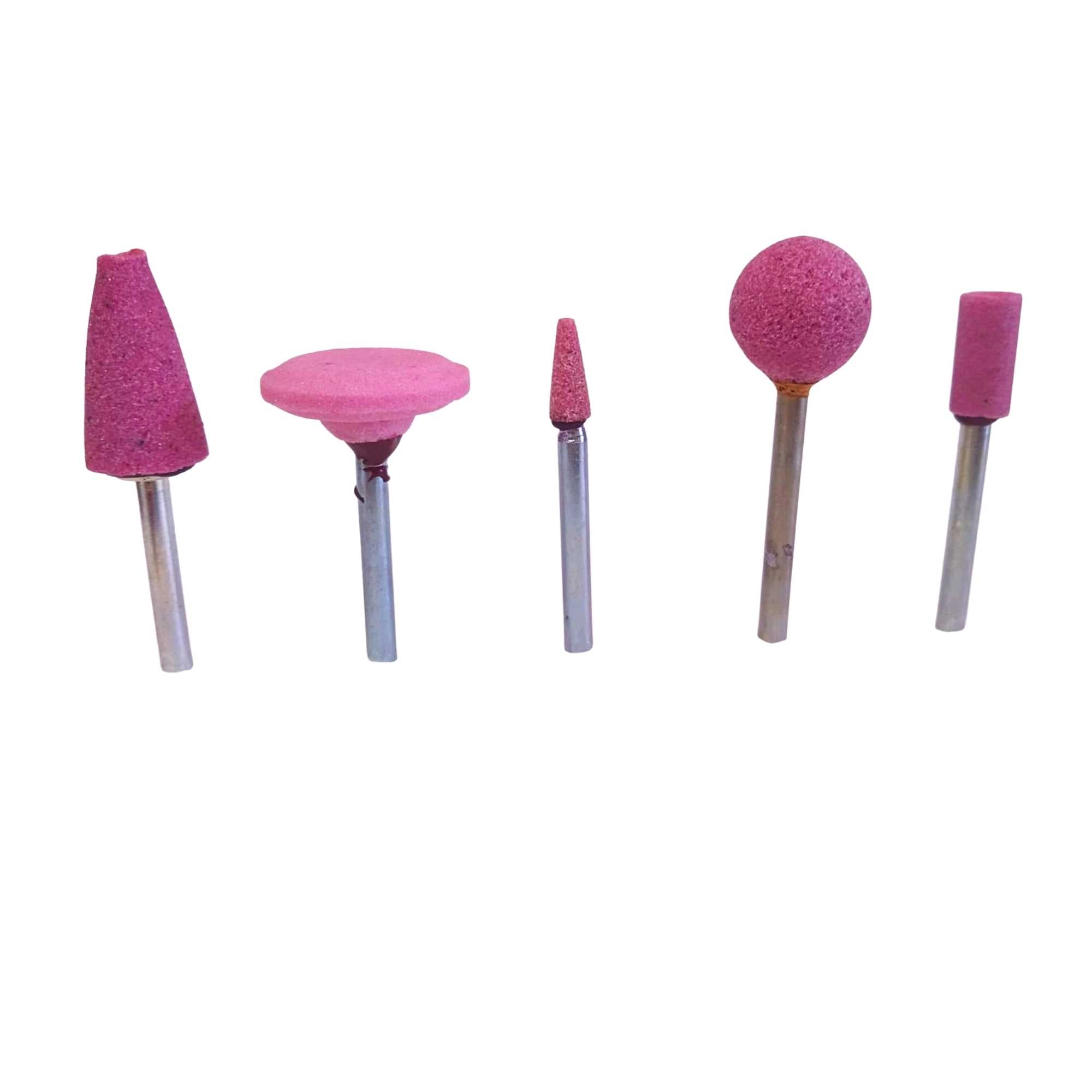 Kit Ponta Abrasiva Rosa 5 Pçs Micro Retífica- Dremel Haste Ø1/8"