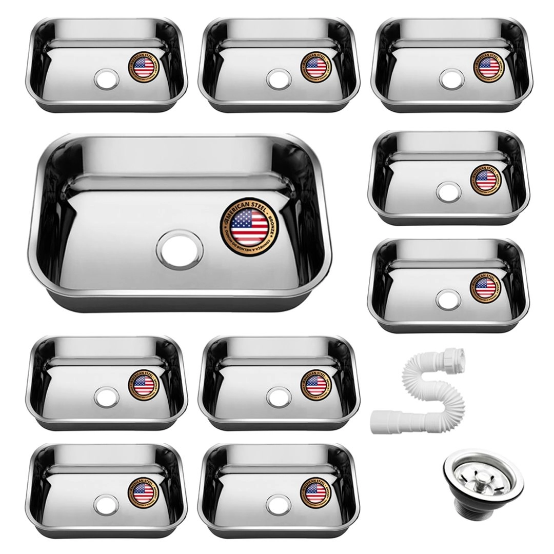 Kit Cuba Pia Inox American N1 47x30x14 Aço 430 10 Unidades