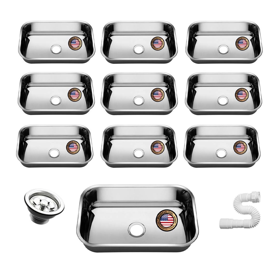 Kit Cuba Pia Inox American N2 56x34x14 Aço 430 10 Unidades