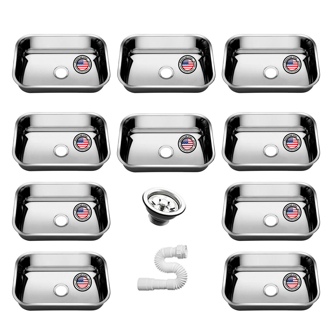 Kit Cuba Pia Inox American N1 47x30x17 Aço 430 10 Unidades