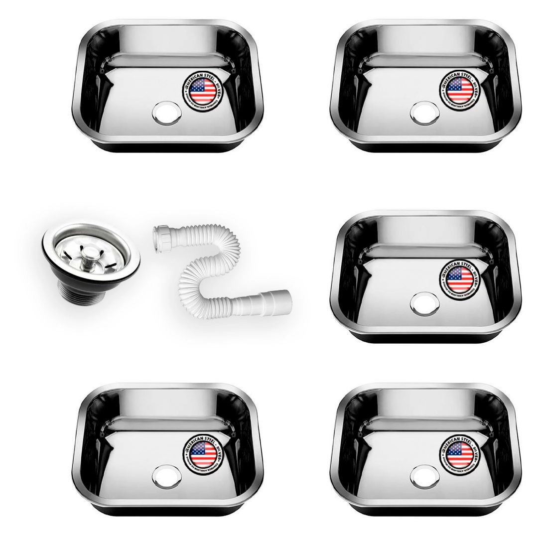 Kit Cuba Pia Inox American N0 40x34x17 Aço 430 5 Unidades