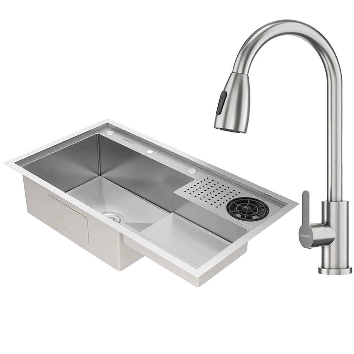 Kit Cuba Gourmet Veneza Aço Inox 304 E Torneira Gourmet Roma Aço Inox Goldenx