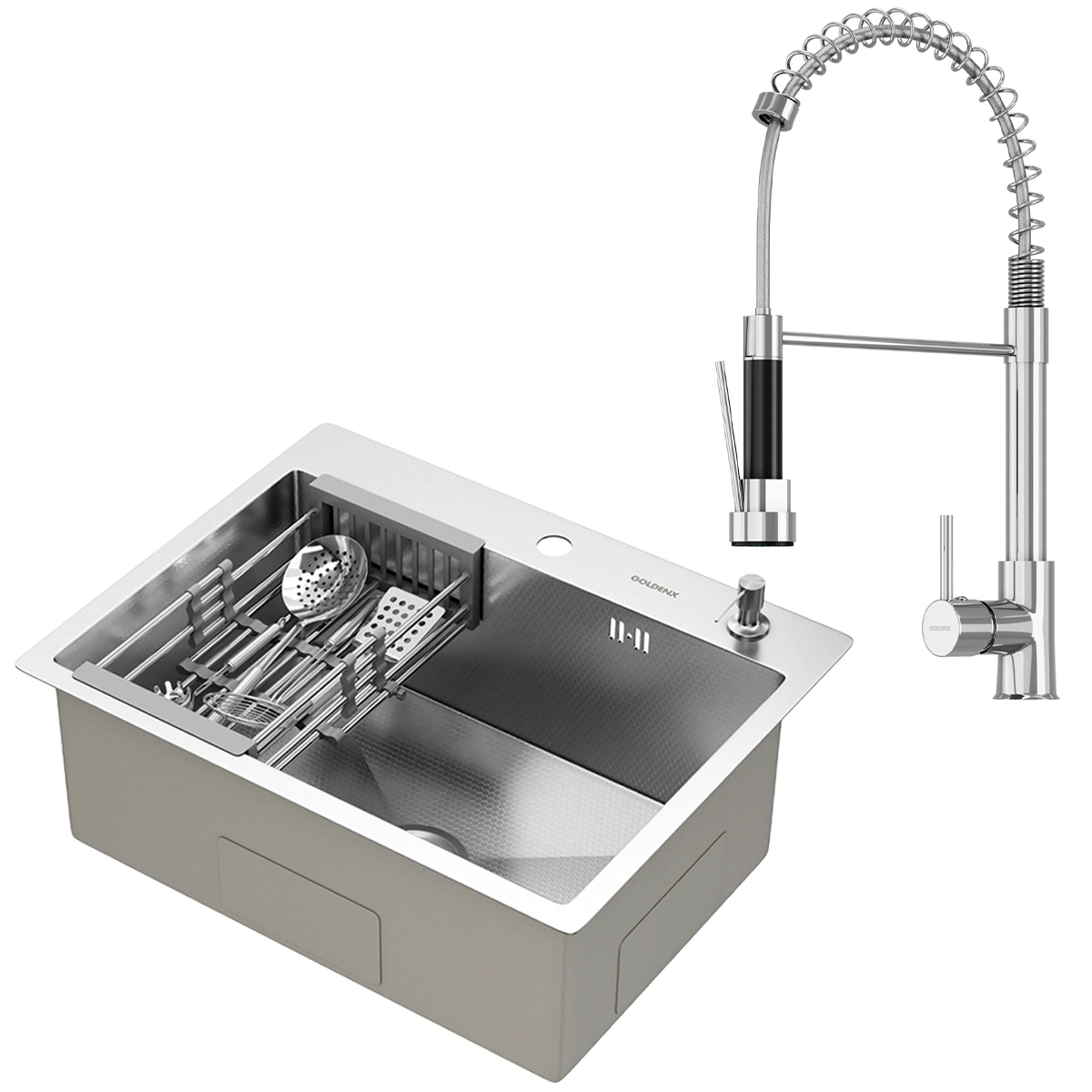 Kit Cuba Gourmet Quebec 60cm Aço Inox 304 e Torneira Gourmet Genebra Monocomando GoldenX