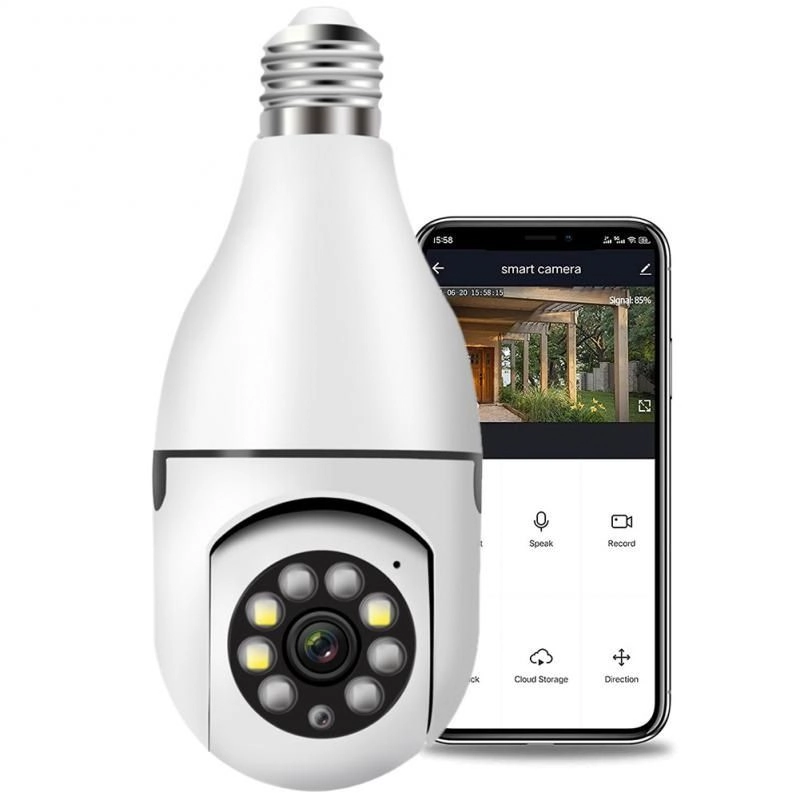 Câmera Ip 360 Lâmpada Wifi Full Hd 1080p Visão Noturna Bivolt Branco
