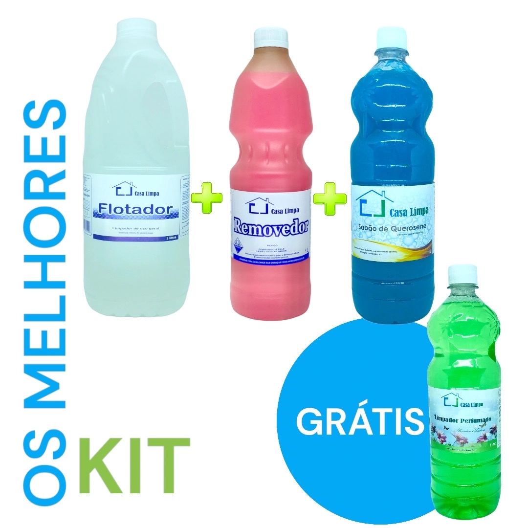 Kit Os Melhores (flotador 2l + Sabao Querosene 1l + Removedor Rosa 1l + Limpador Bambu 1l)