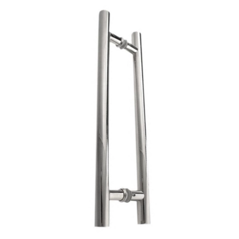 Puxador Duplo Inox Polido Tipo H 30/450mm Porta Portao