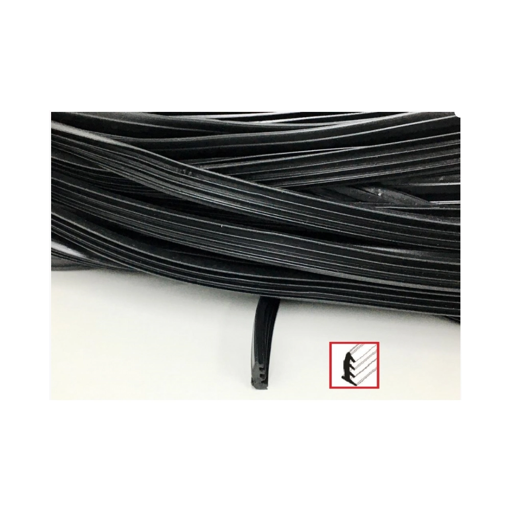 Borracha Gua-259 Vedacao Cunha Linha Iii Vidro 6mm Janela E Porta Aluminio Rolo 10mts