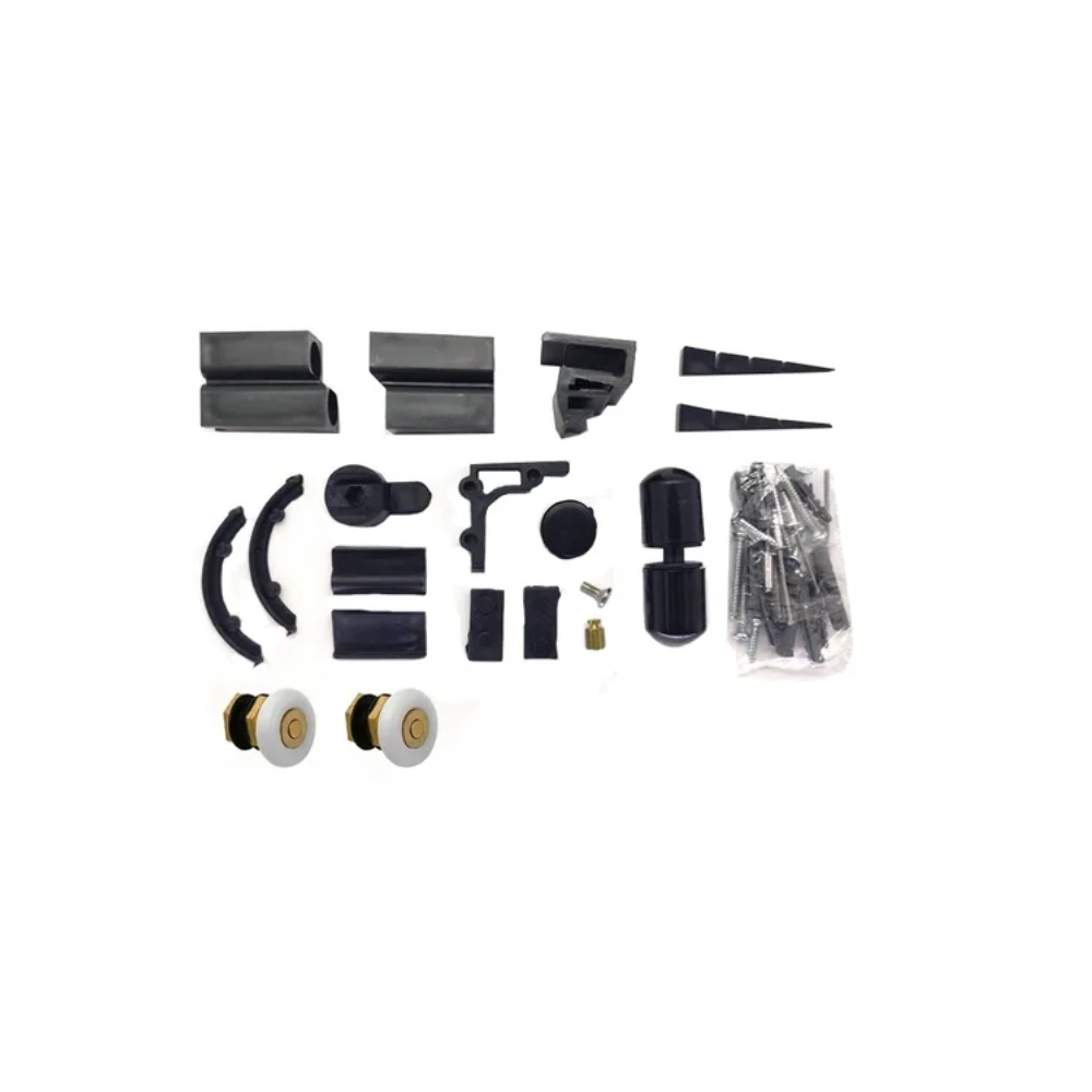 Kit Acessórios Box Banheiro Vidro Temperado 8mm F1 1 Fixo 1 Móvel Preto