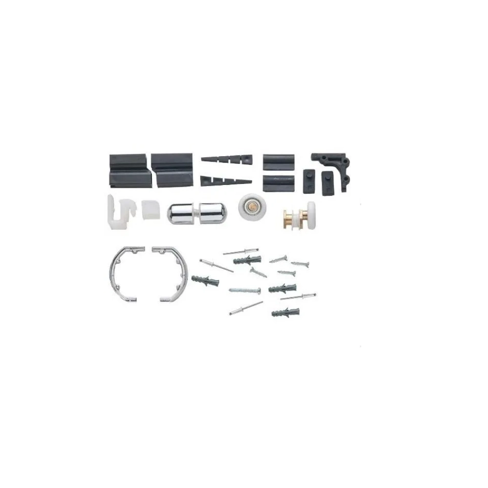 Kit Acessórios Box Banheiro Vidro Temperado 8mm F1 1 Fixo 1 Móvel Cromado