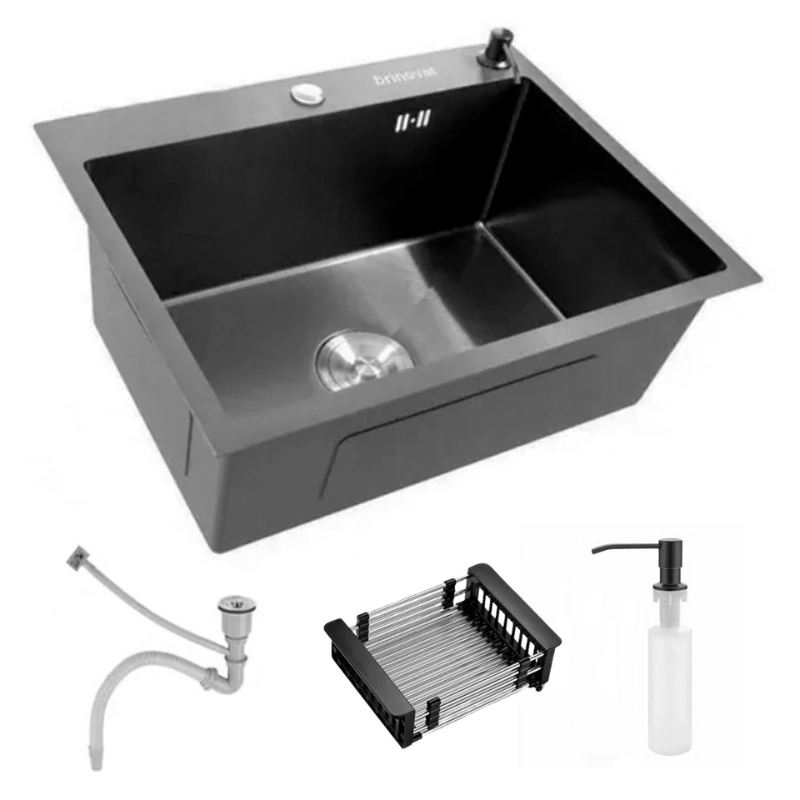 Cuba Pia Inox Preta Quadrada Cozinha Gourmet Com Acessórios Brinovar