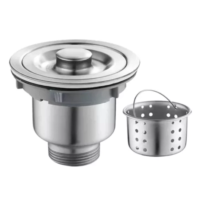 Válvula Pia Cozinha 4 1/2 Inox 304 Com Cesto Removível Ralo