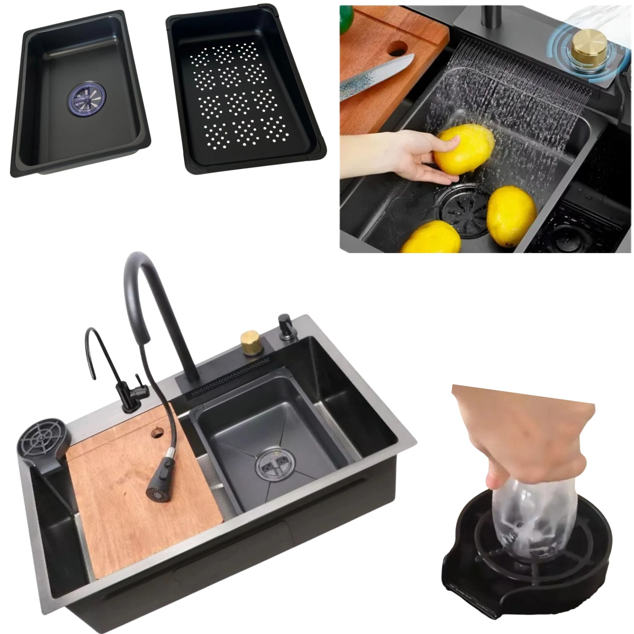 Cuba Gourmet Cascata Aço Inox 304 Completa 75x45cm Cozinha