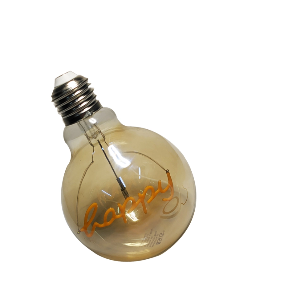 Lampada Led Mensagem Happy Vintage 4w Branco Quente Casa Comercio