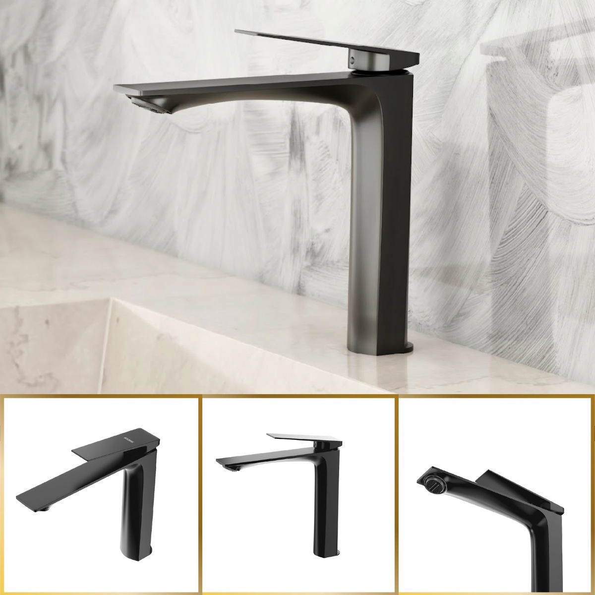 Torneira Para Banheiro Atenas Preta 100% Metal Premium Baixa Quente E Frio
