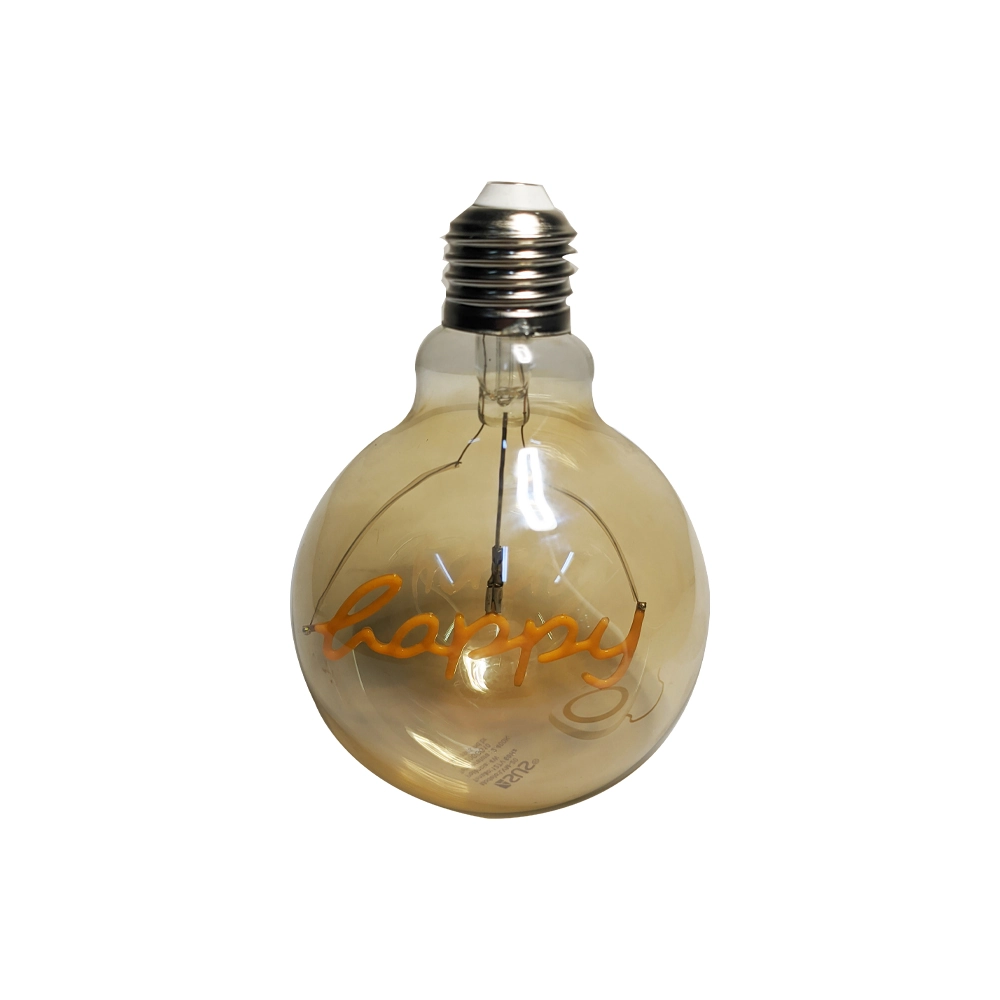 Lampada Led Vintage Happy Mensagem 4w Branco Quente Casa Comercio
