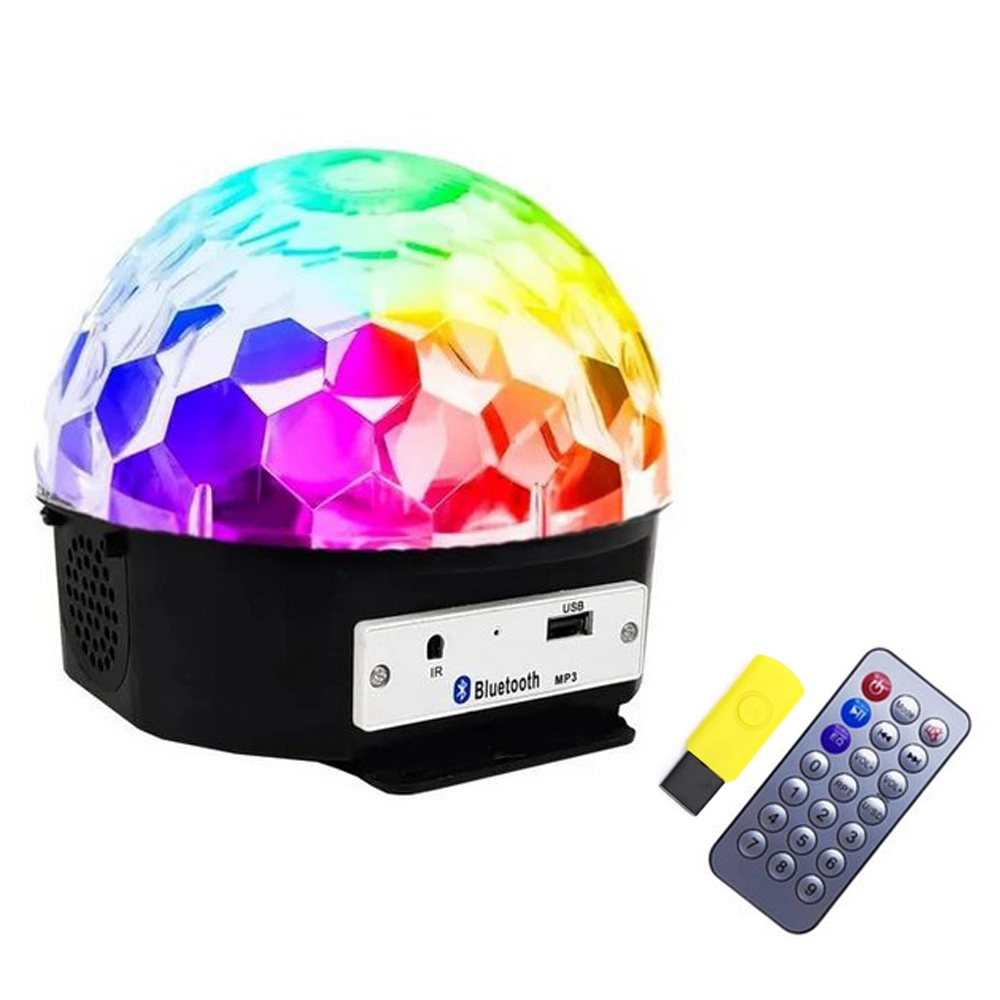Globo Colorido Strobo Rgb Iluminação Jogo De Luz Dj Bluetooh Mp3 Musica C/controle Festa Em Casa