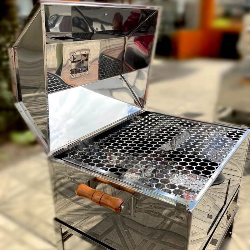 Churrasqueira A Bafo Portátil Pesca Camping Inox Mif8