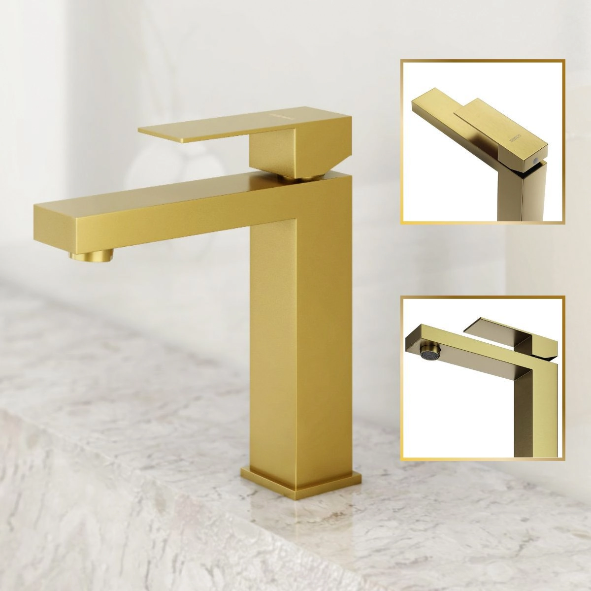 Torneira De Banheiro Lavabo Luxo Viena Monocomando Ouro Escovado Goldenx