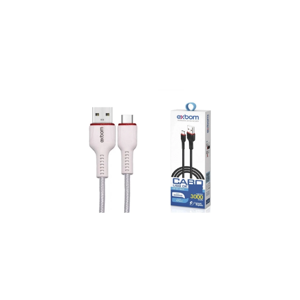 Cabo Dados Carregamento Tipo C 2.4a Turbo 1m Cbx-u2c13tc Branco Exbom