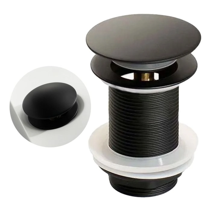 Válvula Click Luxo Inox 304 Preta Cuba Banheiro 7/8