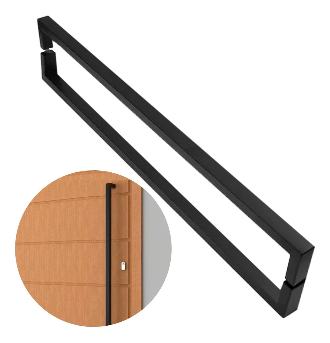 Puxador De Porta U Preto Inox Escovado 1 Metro Madeira Vidro
