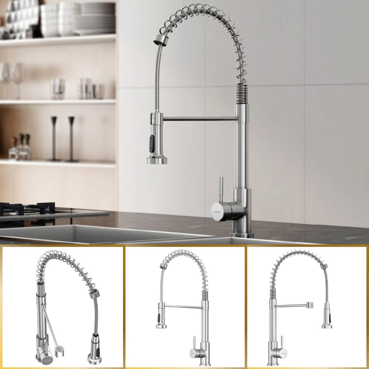 Torneira Gourmet Milão Monocomando Aço Escovado Goldenx