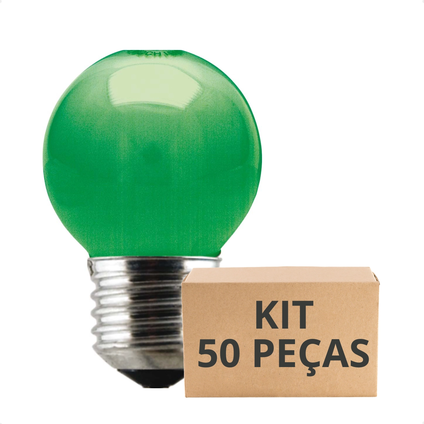 Kit 50 Lâmpadas Incandescente Bolinha Colorida 15w E27 Taschibra Verde 220v