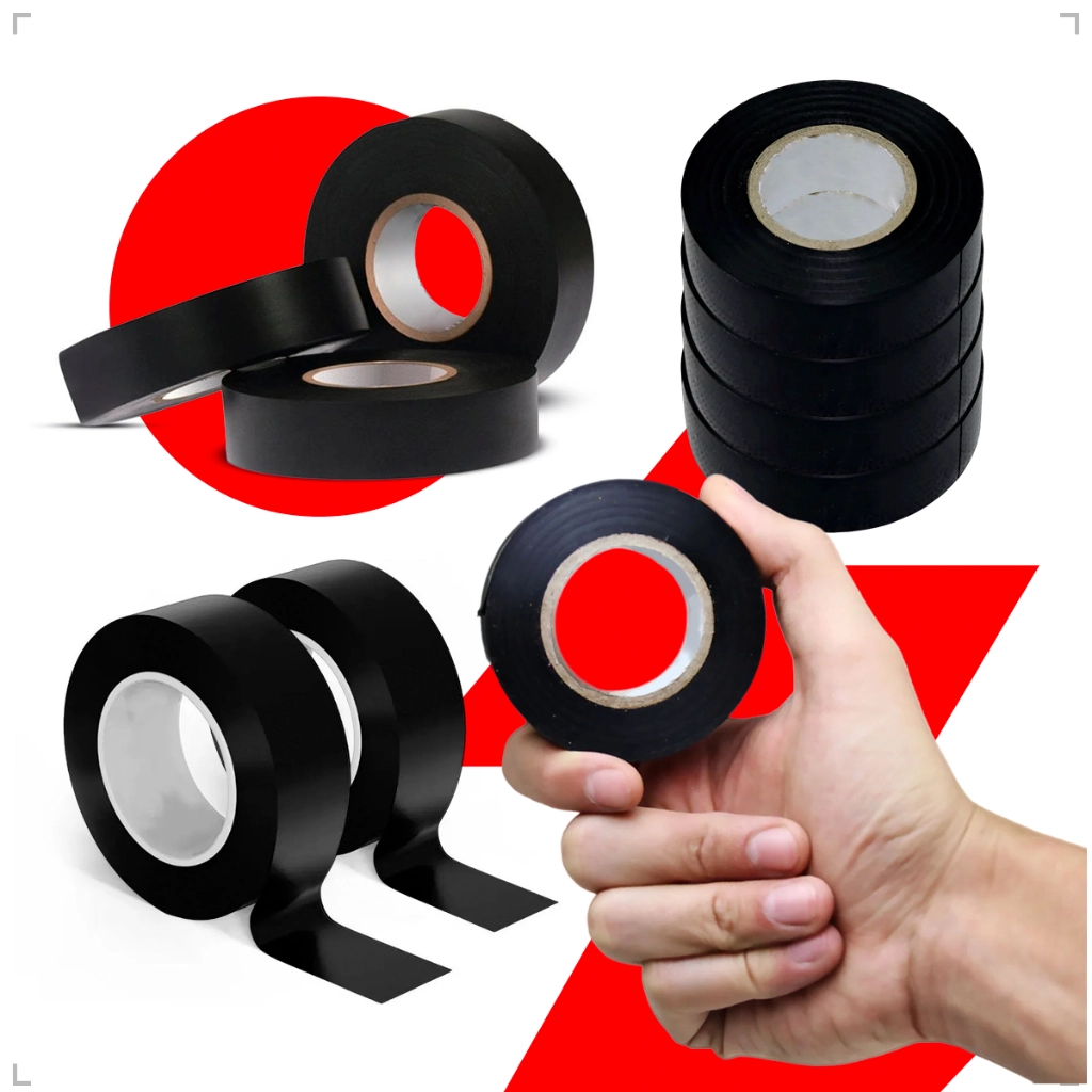 Rolo Fita Isolante Antichamas Preta Pvc Profissional Para Fios Cabos Reparos - 10 Rolos