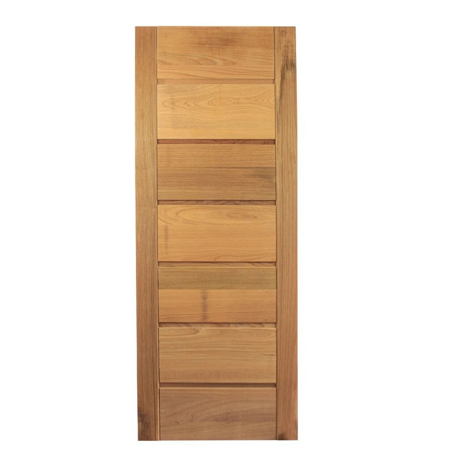 Porta De Madeira Maciça Tauari 210x90x3,3 Sete Réguas Horizontais Jomadi Natural
