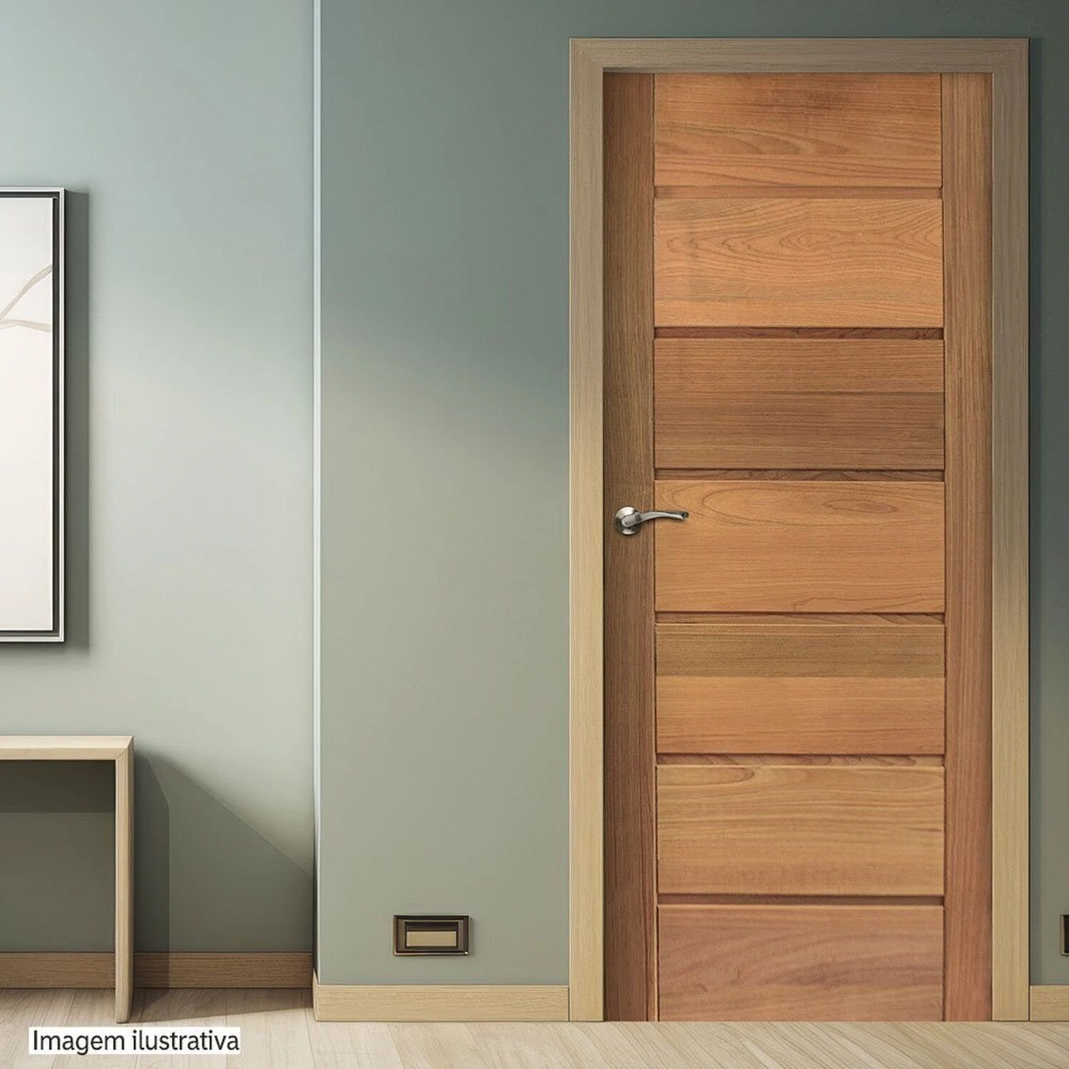 Folha De Porta De Madeira Maciça Tauari 210x62x3,3 Sete Réguas Horizontais Jomadi Natural