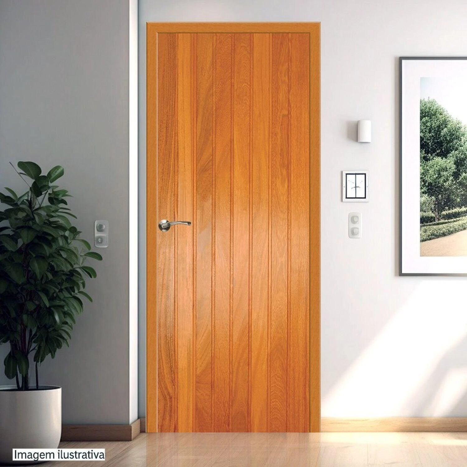Folha De Porta De Madeira Maciça Tauari 210x60x3,3 Mexicana Jomadi Natural